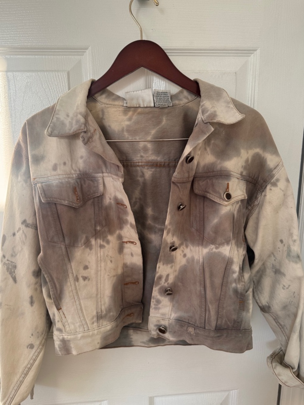 Bill Blass Beige Grey Ivory Washed Western Festival Cotton Jacket (S)
